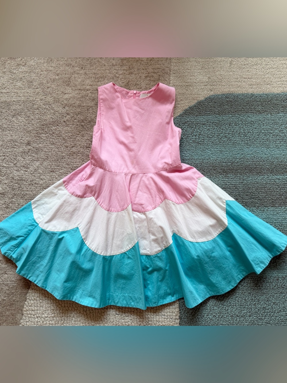 Jacadi Pink White Blue Scallop Dress Costume